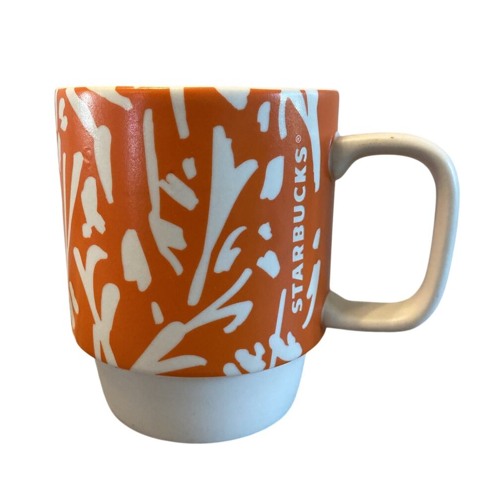 Starbucks 2016 Orange and White Spring 12 oz Coffee Cup Mug